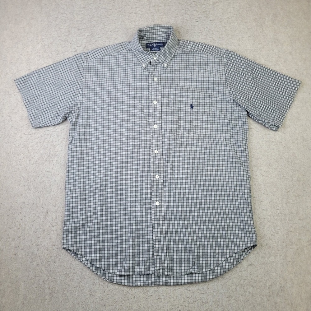 Ralph Lauren Blake Shirt Men's M Green Plaid Short Sleeve Cotton Preppy Classic